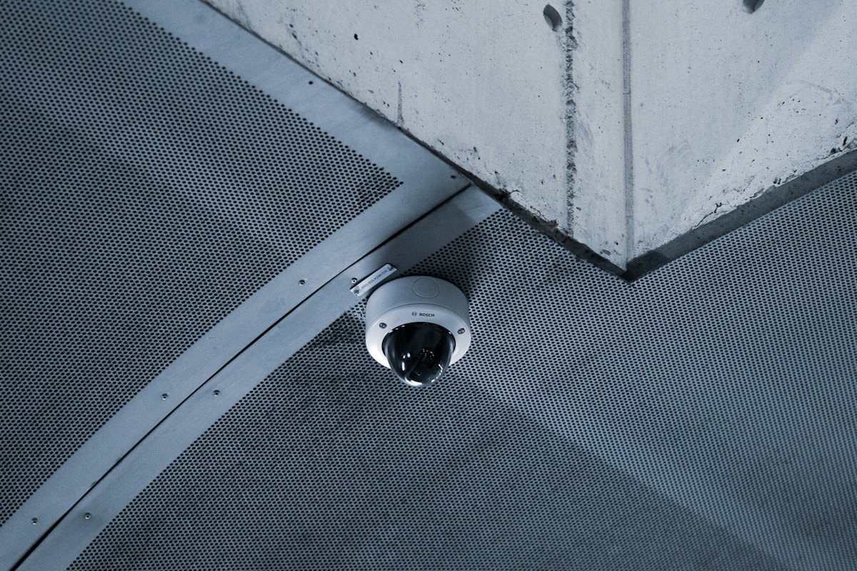 Dome camera on a ceiling