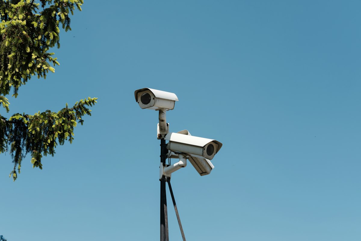 Two cameras on a pole