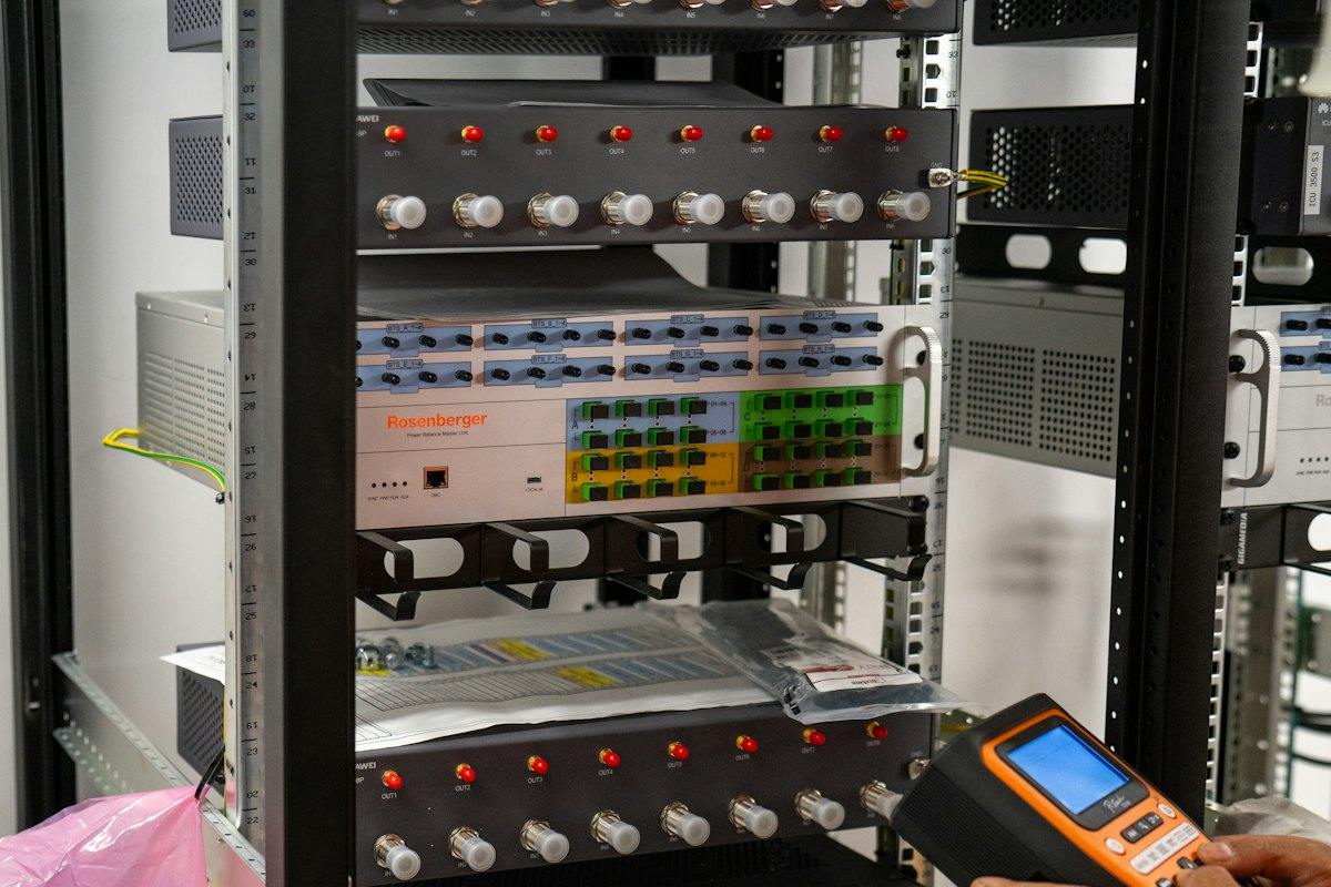 Technician working on a rack