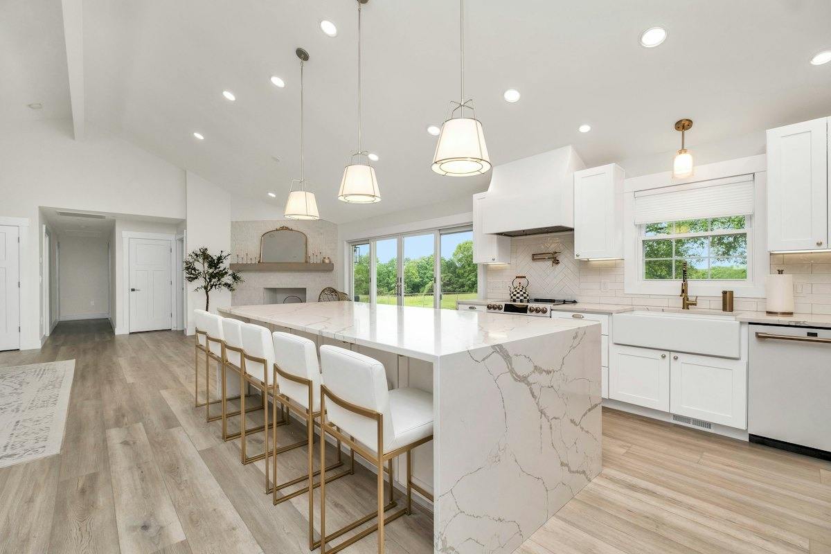 Kitchen with recessed lights