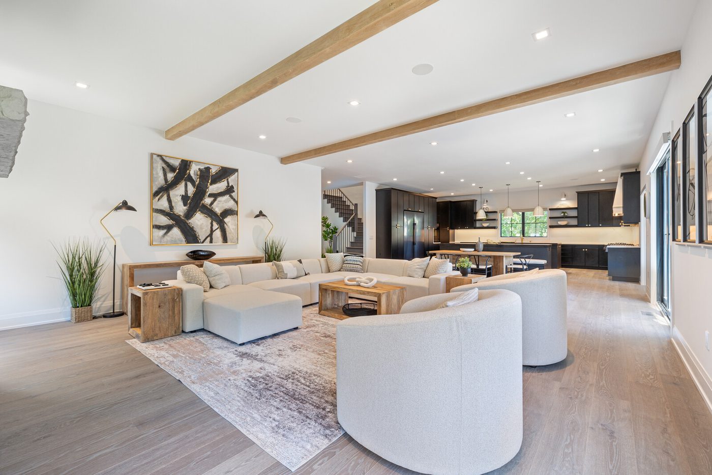 Open-concept living room and kitchen